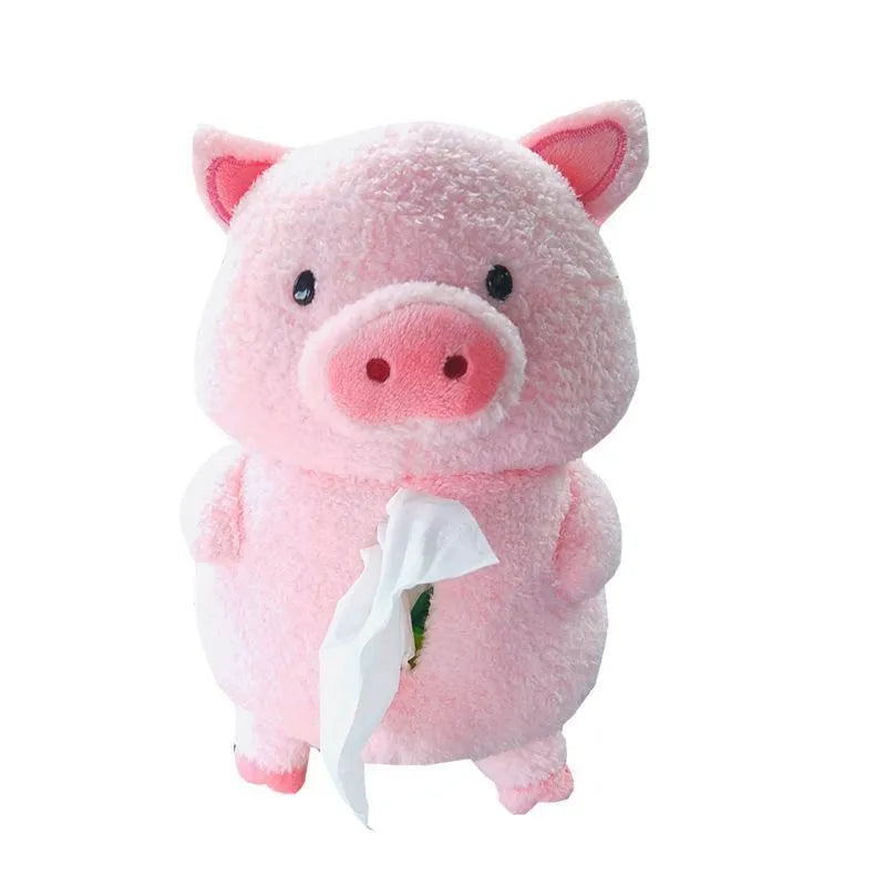 Soft plush cartoon lamb car tissue box holder for vehicle and home use.
