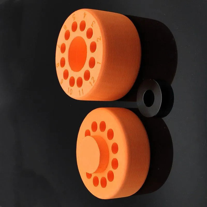 Laboratory gradient freezing cooling box with metal base and plastic cover in orange or blue colours