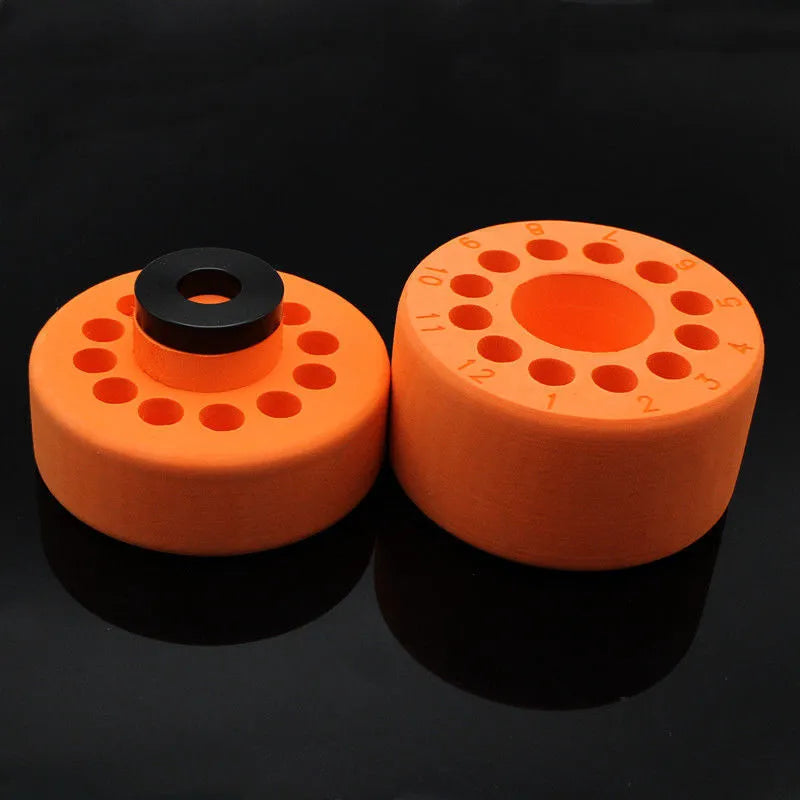 Laboratory gradient freezing cooling box with metal base and plastic cover in orange or blue colours