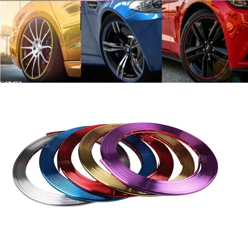 Electroplated purple PVC wheel hub protection strip on 8 metre roll for car wheel decoration