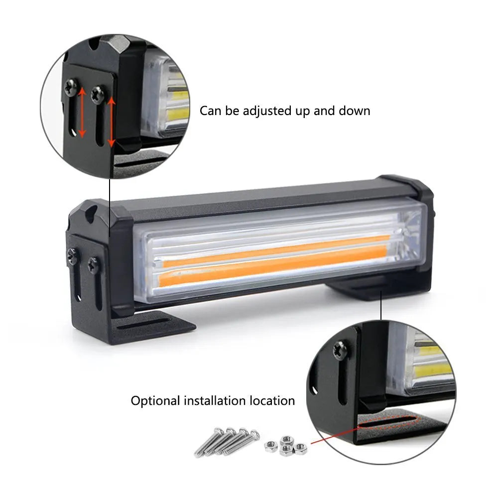 Yellow Model 208 automotive strobe warning light with aluminium alloy frame and clear lens.