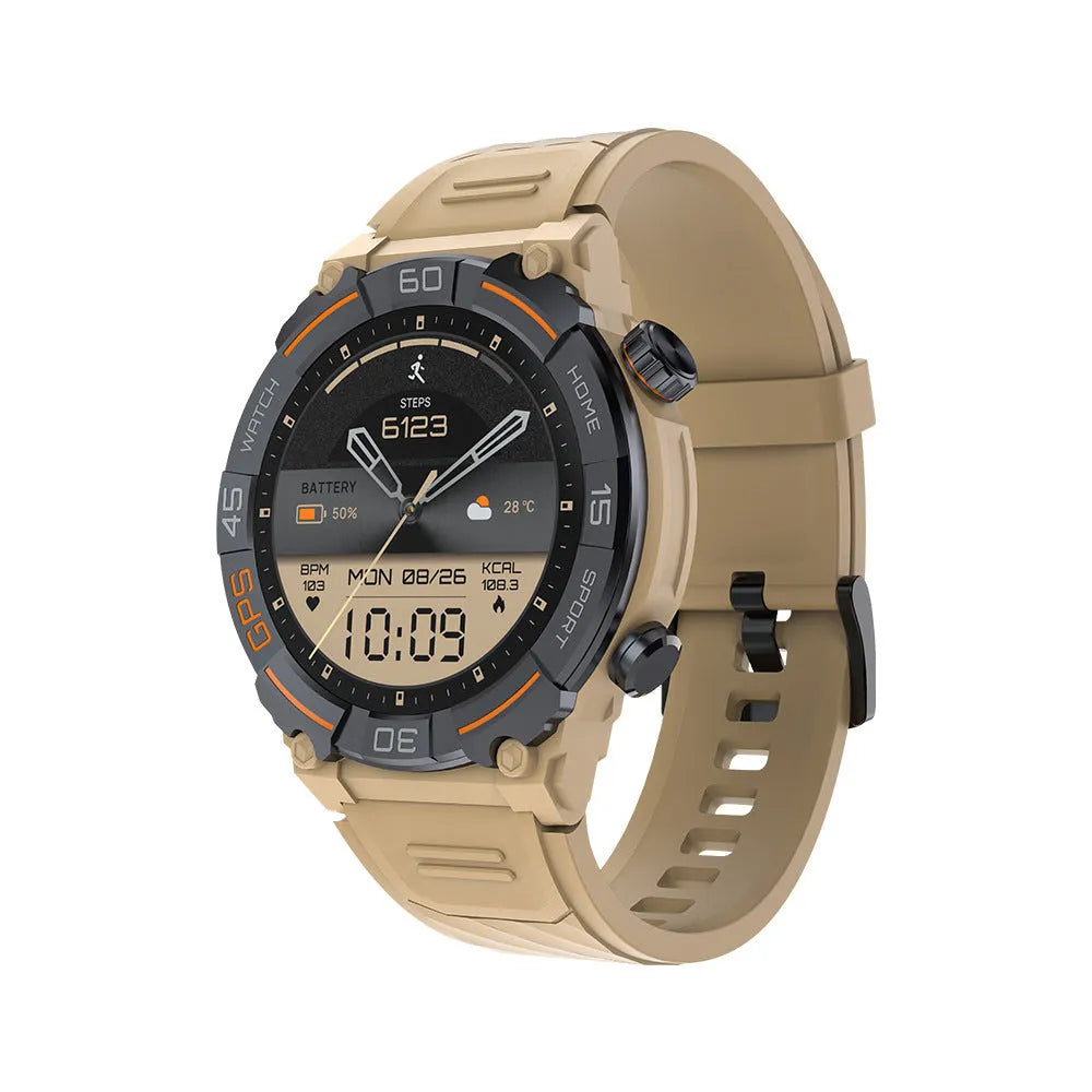 MG02 smart watch with Bluetooth calling on wrist, displaying health metrics on its TFT screen.