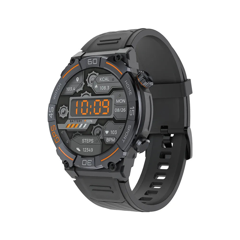 MG02 smart watch with Bluetooth calling on wrist, displaying health metrics on its TFT screen.