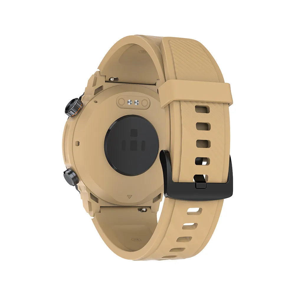 MG02 smart watch with Bluetooth calling on wrist, displaying health metrics on its TFT screen.