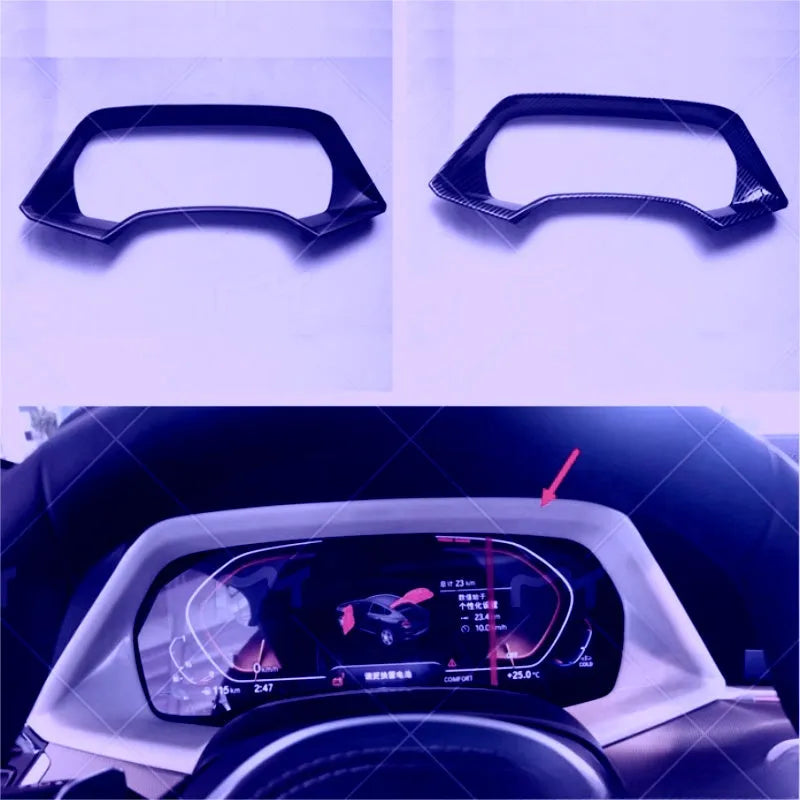 BMW X5 dashboard decorative frame in Carbon Fibre and Peach Wood finishes for the 2022 X5L model.