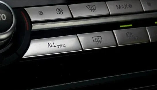 Automotive air conditioning button panel set with silver buttons in low, medium, high fittings