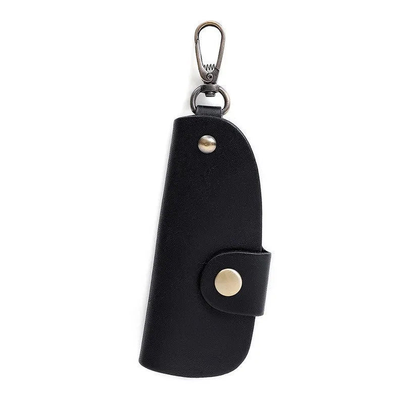 Genuine leather car key case with multifunctional door design in short length format