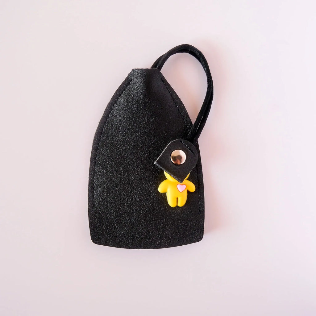Large capacity pu leather car key case showing five colour options: black, wine red, sky blue, yellow, and pink