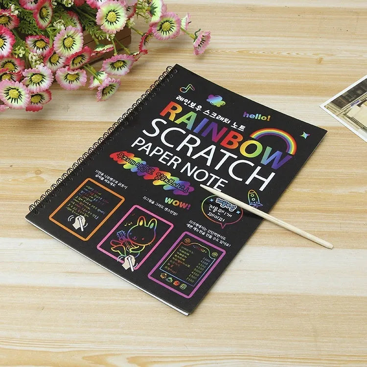 Large 26x19cm children's scratch art paper for colourful DIY scraping painting projects