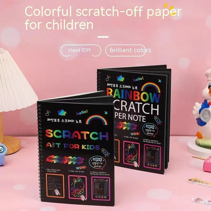 Large 26x19cm children's scratch art paper for colourful DIY scraping painting projects