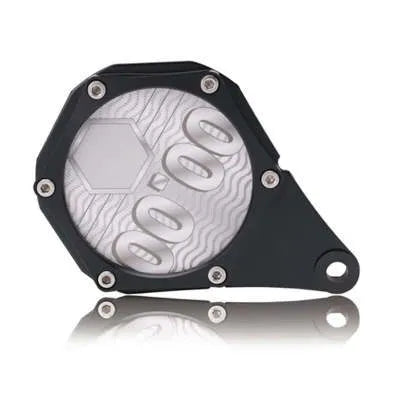 Black carbon fibre pattern motorcycle tax disc holder with anti-theft six-corner screw