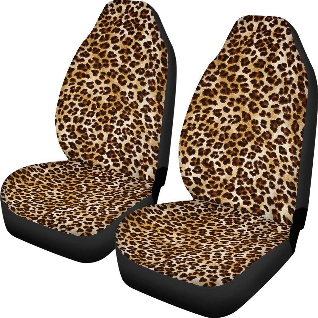 Cow spot leopard print retro car seat cover two-piece set for front seats
