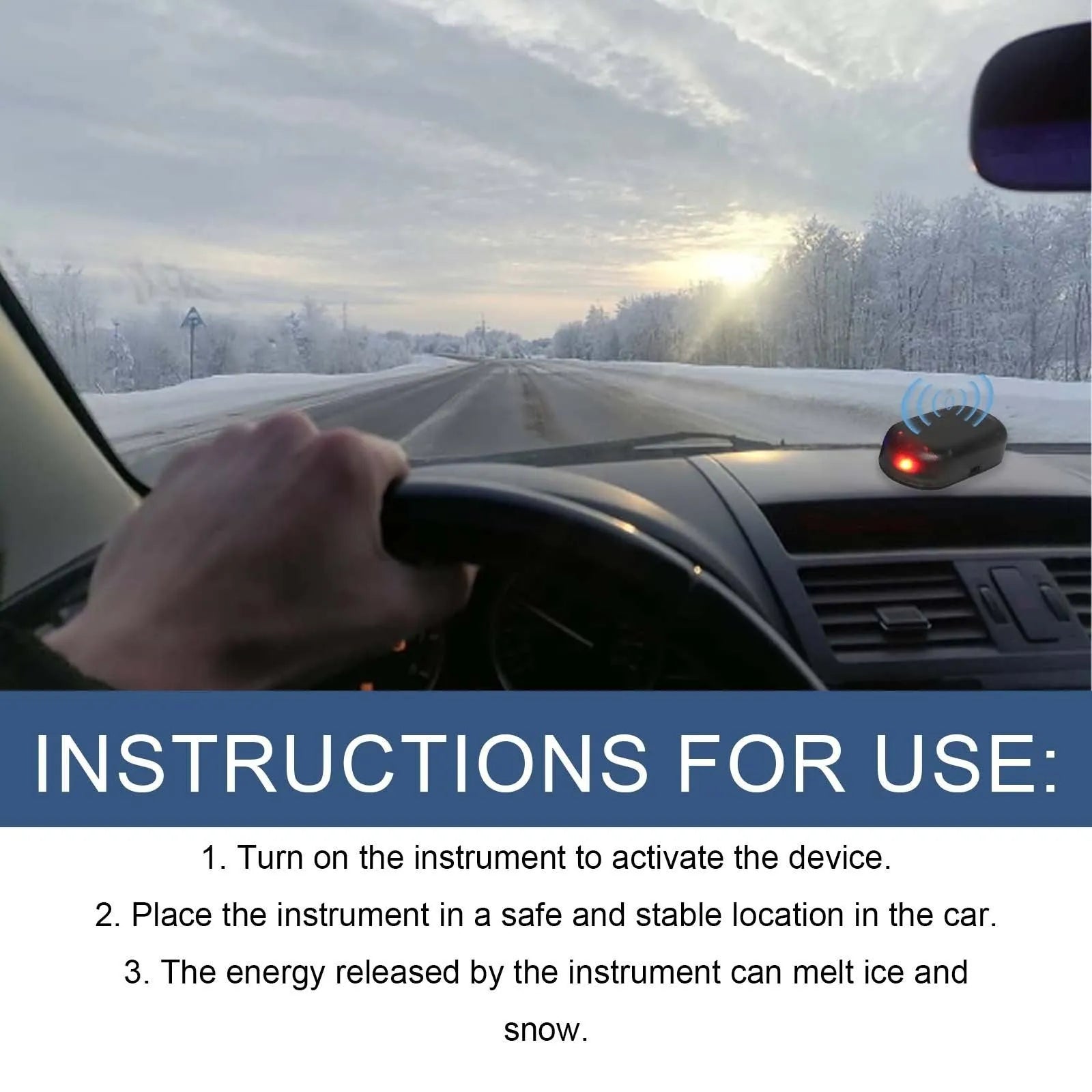 Black glass car deicing tool for snow removal from windscreens, measuring 5cm long.