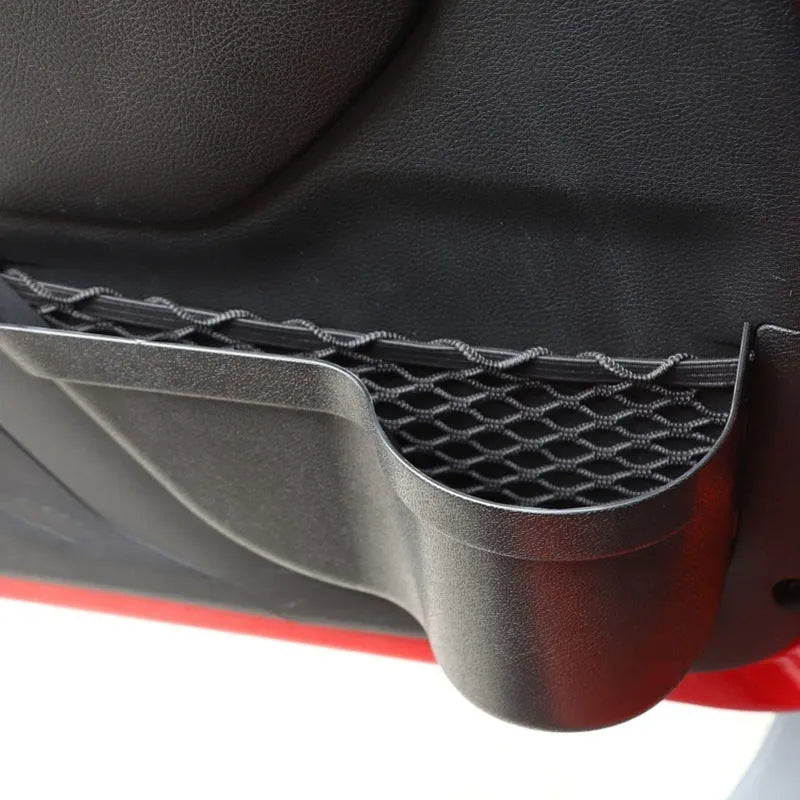 Black aluminium alloy car interior net pocket storage box pair for vehicle organisation