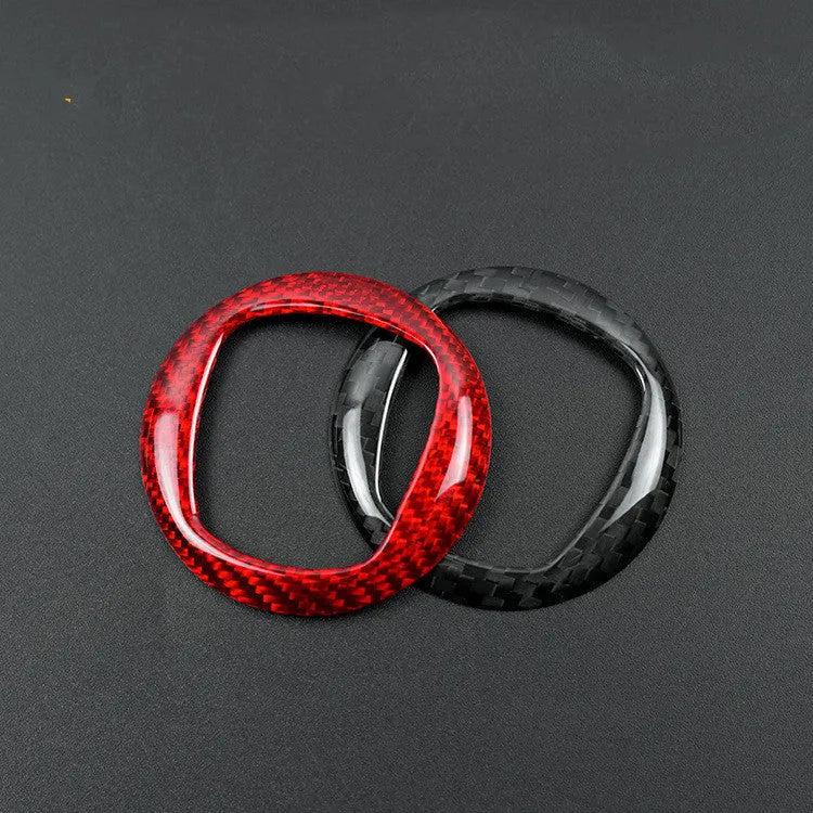 Car steering wheel cover dry carbon fibre decorative sticker frame black or red 280mm diameter