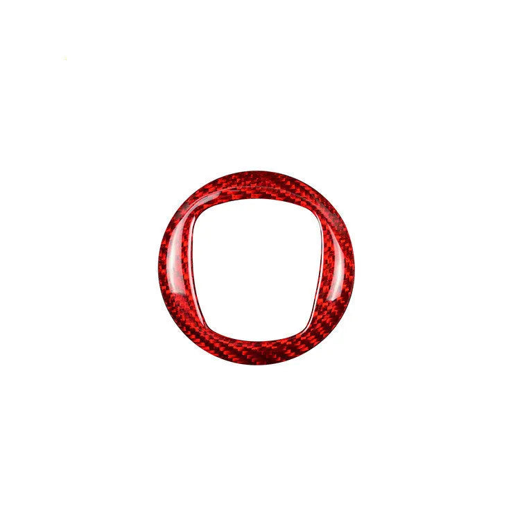 Car steering wheel cover dry carbon fibre decorative sticker frame black or red 280mm diameter