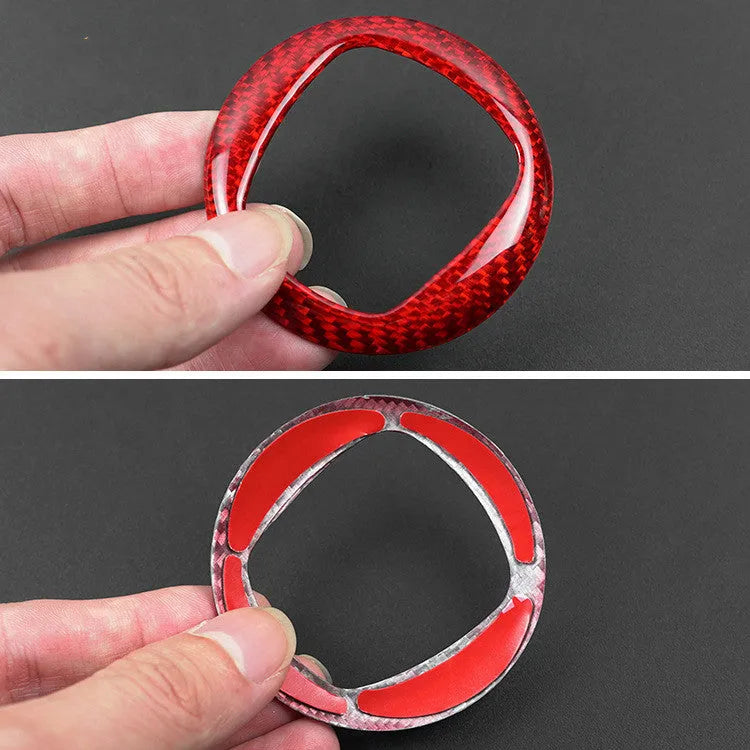 Car steering wheel cover dry carbon fibre decorative sticker frame black or red 280mm diameter