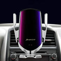 Car holder mobile phone wireless charger with Qi standard, 10W 7.5W 5W output, Micro USB interface, gold and silver options.