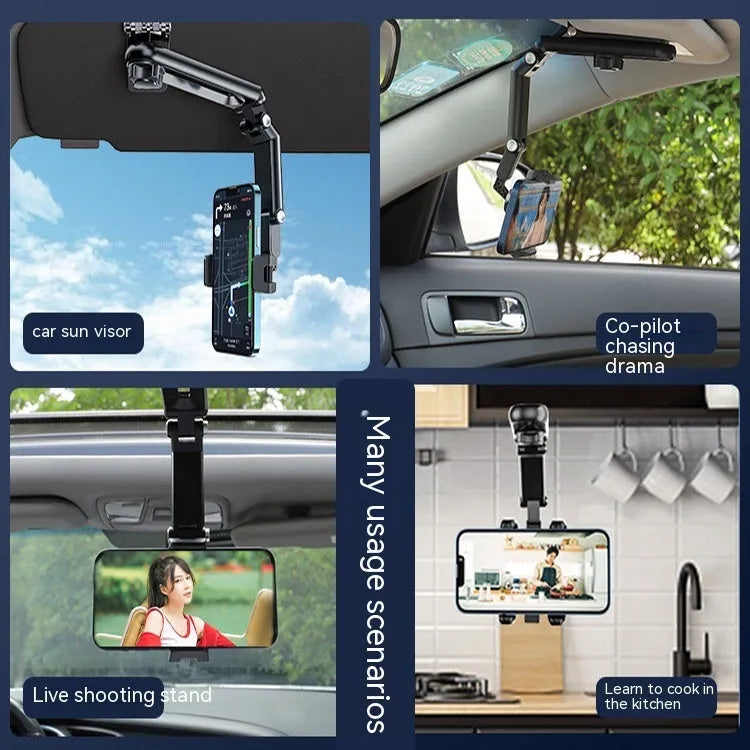 Car windscreen mobile phone bracket with clip stabiliser in black and grey colour option