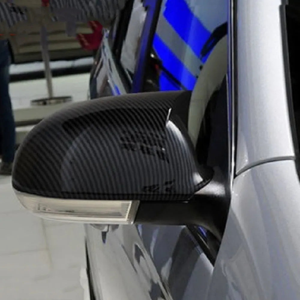 Volkswagen Sagitar mirror reflector shell pair in horn bright black plastic