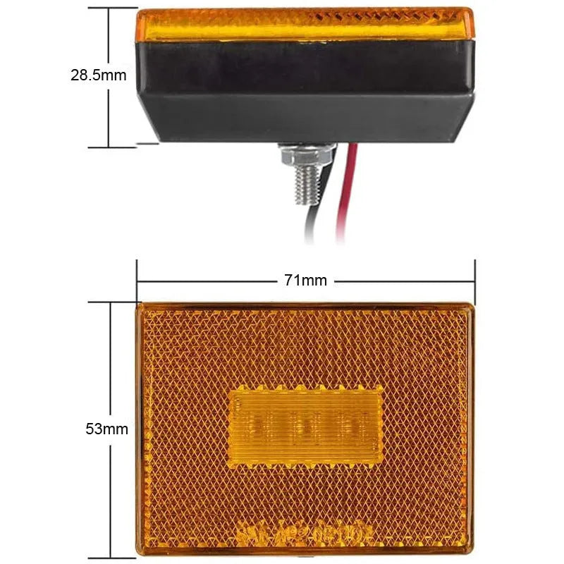 Red and yellow LED trailer side clearance lamp with 19cm wire