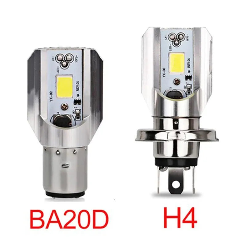 Motorcycle LED headlight unit with aluminium housing for H4 and BA20D sockets