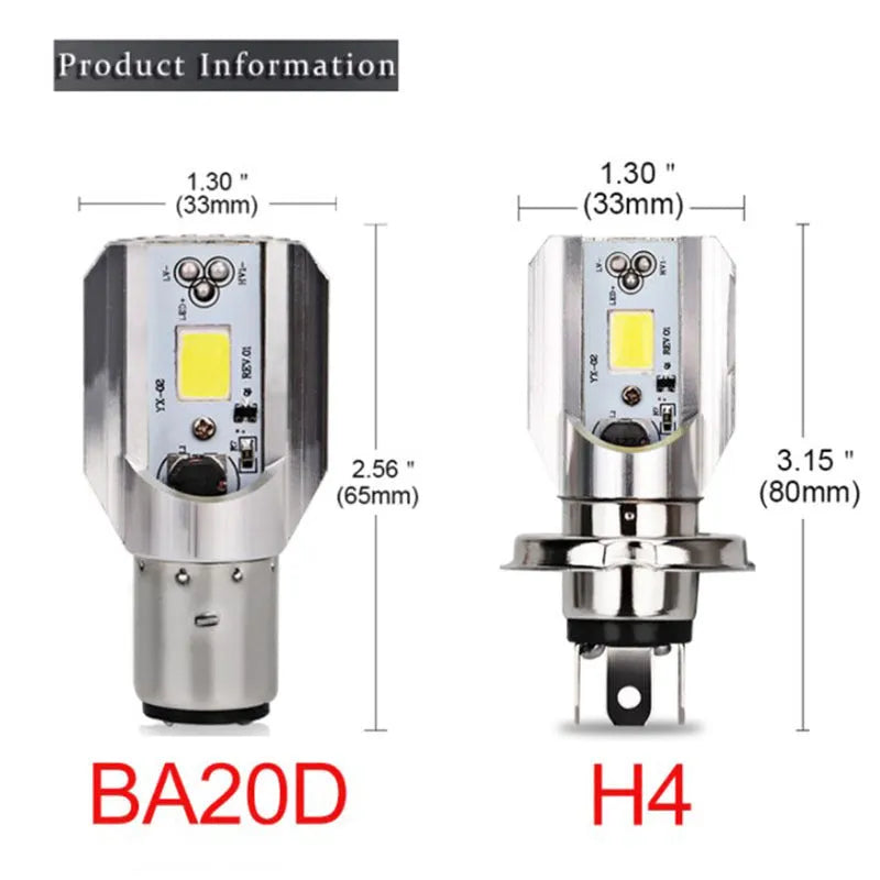 Motorcycle LED headlight unit with aluminium housing for H4 and BA20D sockets
