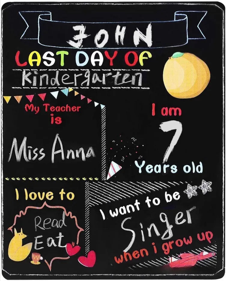 Wooden first day of school blackboard craftwork with modern simplicity design