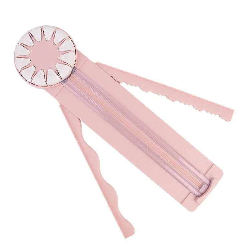 Pink 12-in-1 plastic paper cutting machine with dotted cutting mechanism for card making