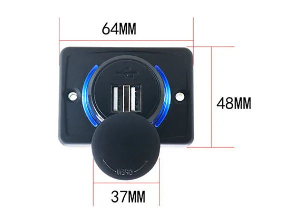 Black 12V car USB charger with mounting screws for vehicle installation and fast 3.1A device charging