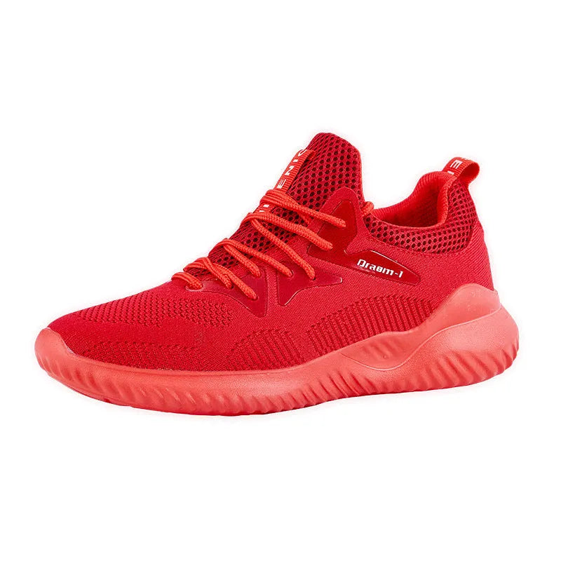 Men's breathable mesh low-top running shoes with a front strap on an MD sole.
