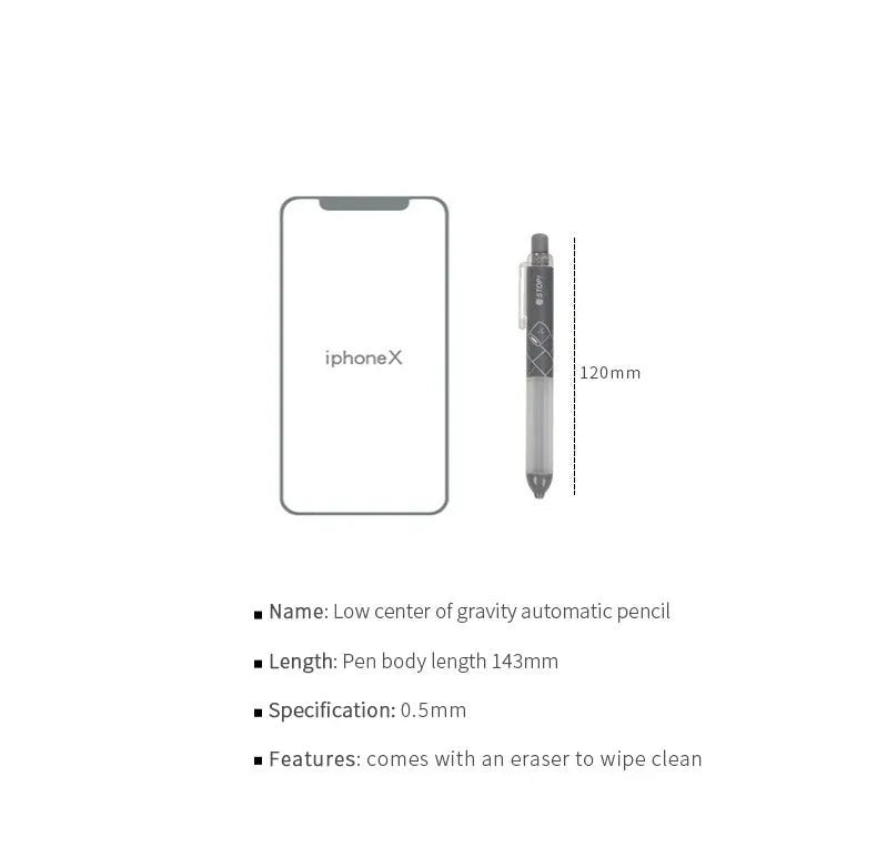 0.5mm automatic pencil with cloud grip design showing black and white colour options