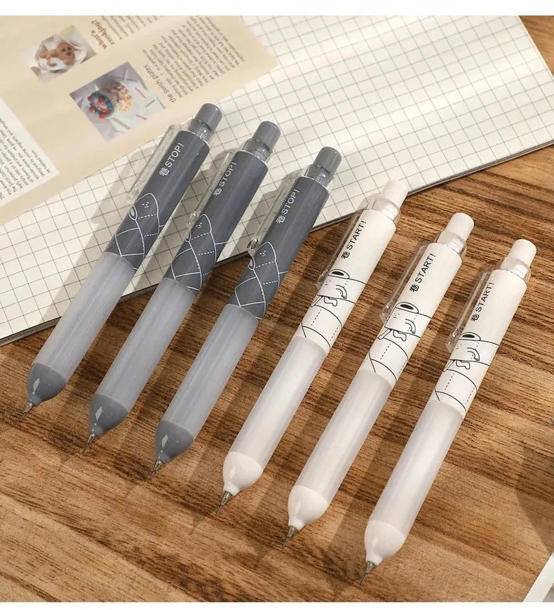 0.5mm automatic pencil with cloud grip design showing black and white colour options