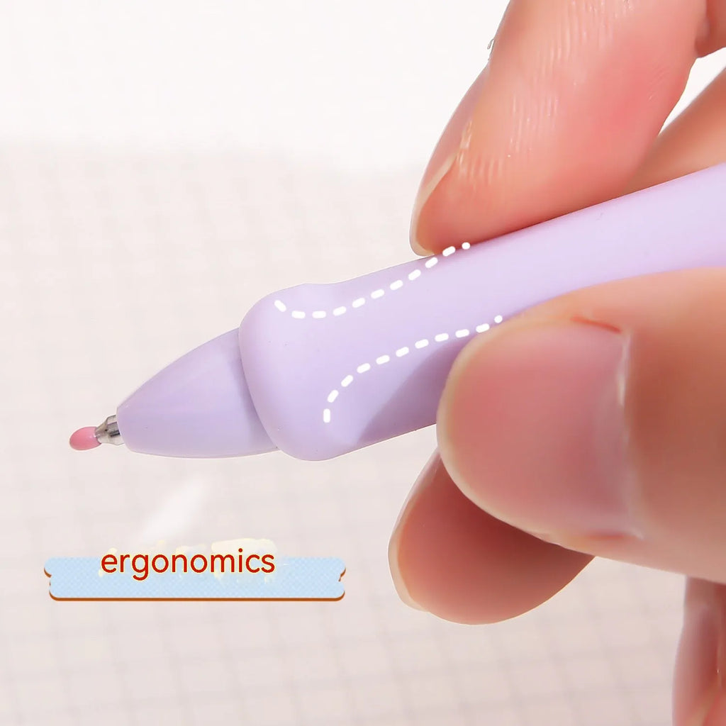 Macaron colour press gel pen with 0.5mm tip in smoked brown, pink, or white.