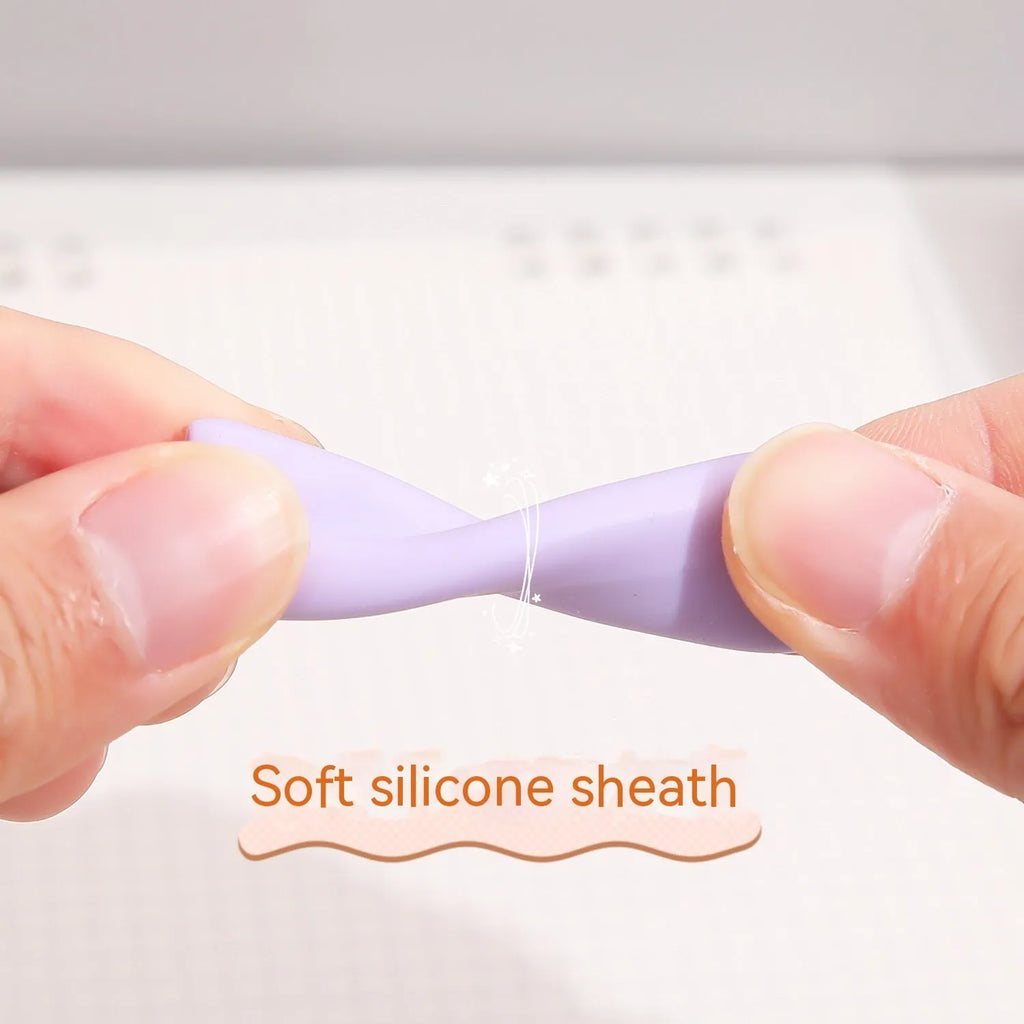 Macaron colour press gel pen with 0.5mm tip in smoked brown, pink, or white.