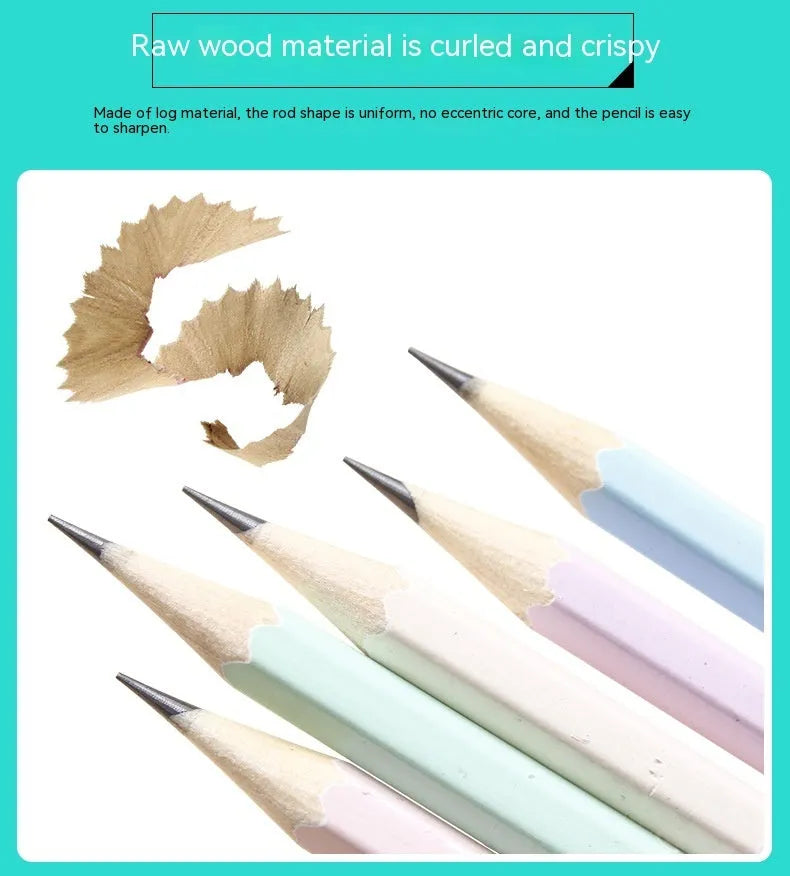Basswood thermal transfer pencil with six-angle rod design and wooden barrel containing 50 HB refills