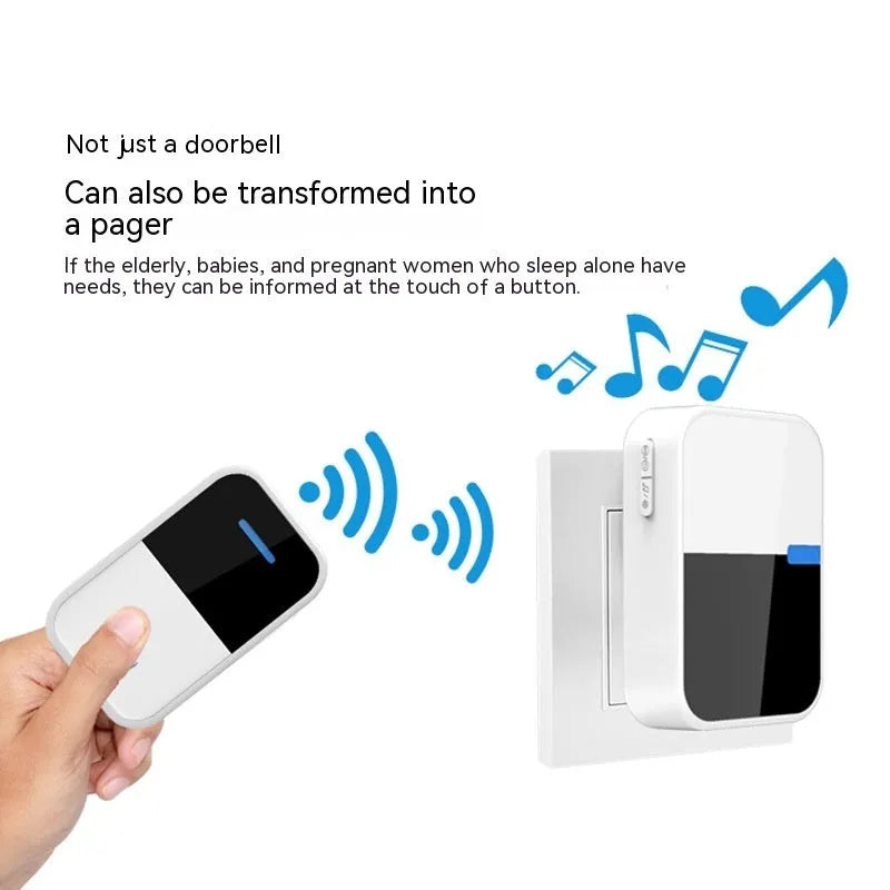 Modern white wireless doorbell with self-generating power and long-distance transmission capability