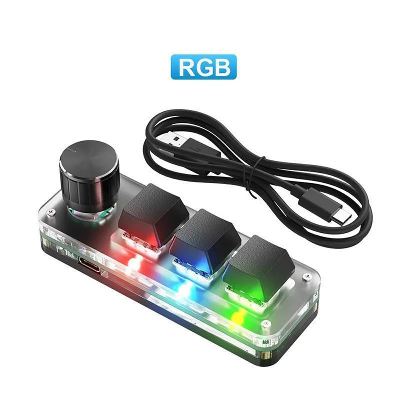 Black and white RGB backlit macro keypad with copy and paste buttons