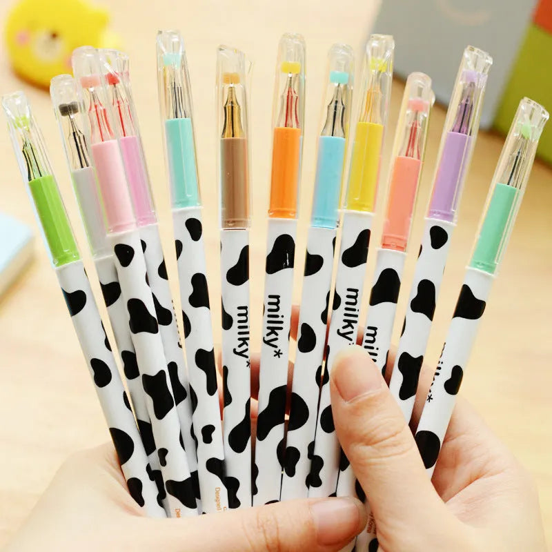 Cow colour gel pen set showing 12 assorted colours with 0.38mm fine tips