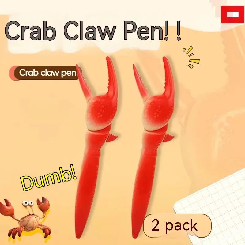 Crab-shaped novelty ballpoint pen with moving claws activated by pressing mechanism