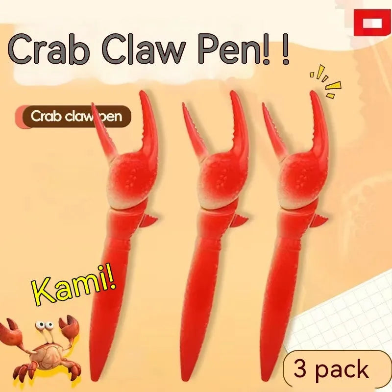 Crab-shaped novelty ballpoint pen with moving claws activated by pressing mechanism