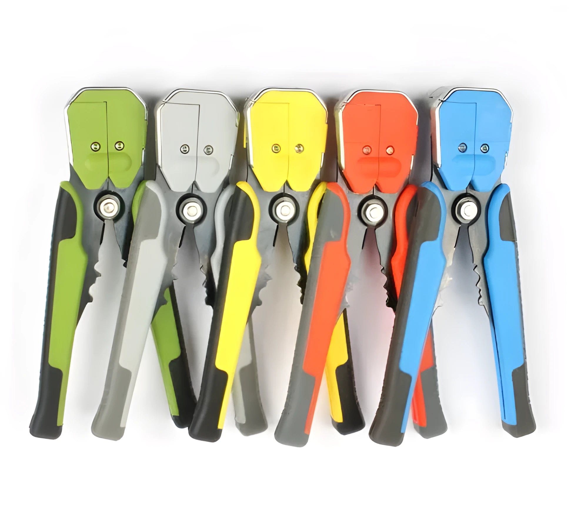 Yellow automatic wire stripper crimping plier multitool with adjustment screw for cable preparation