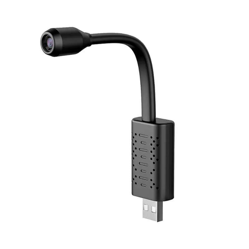 Black V380 wireless USB HD security camera on a white background.