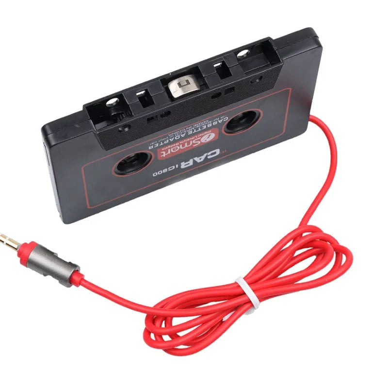 Black car audio cassette converter with 3.5mm cable for MP3 players and mobile phones