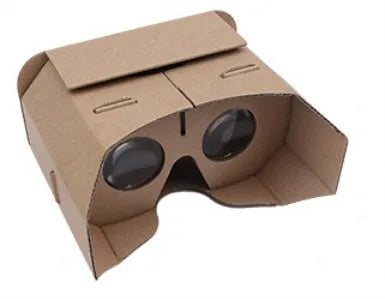 Corrugated paper virtual reality glasses for smartphones with 3D viewing.