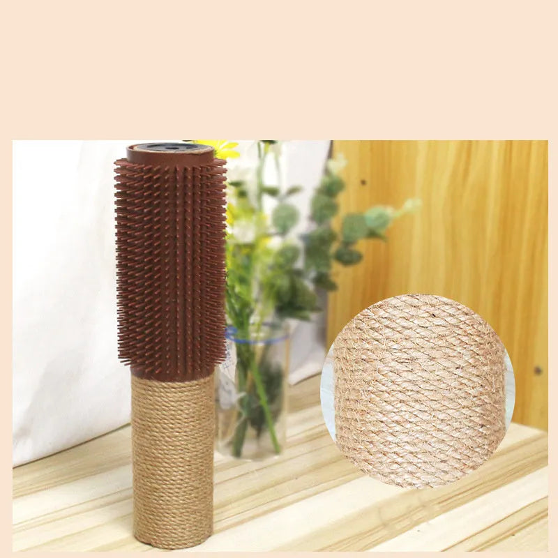 Brown sisal scratching post for cats measuring 30cm tall with natural fibre scratching surface