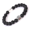 Tigereye and Indian Agate stone bracelet with a geometric dog's paw and love heart design on a round beaded band.