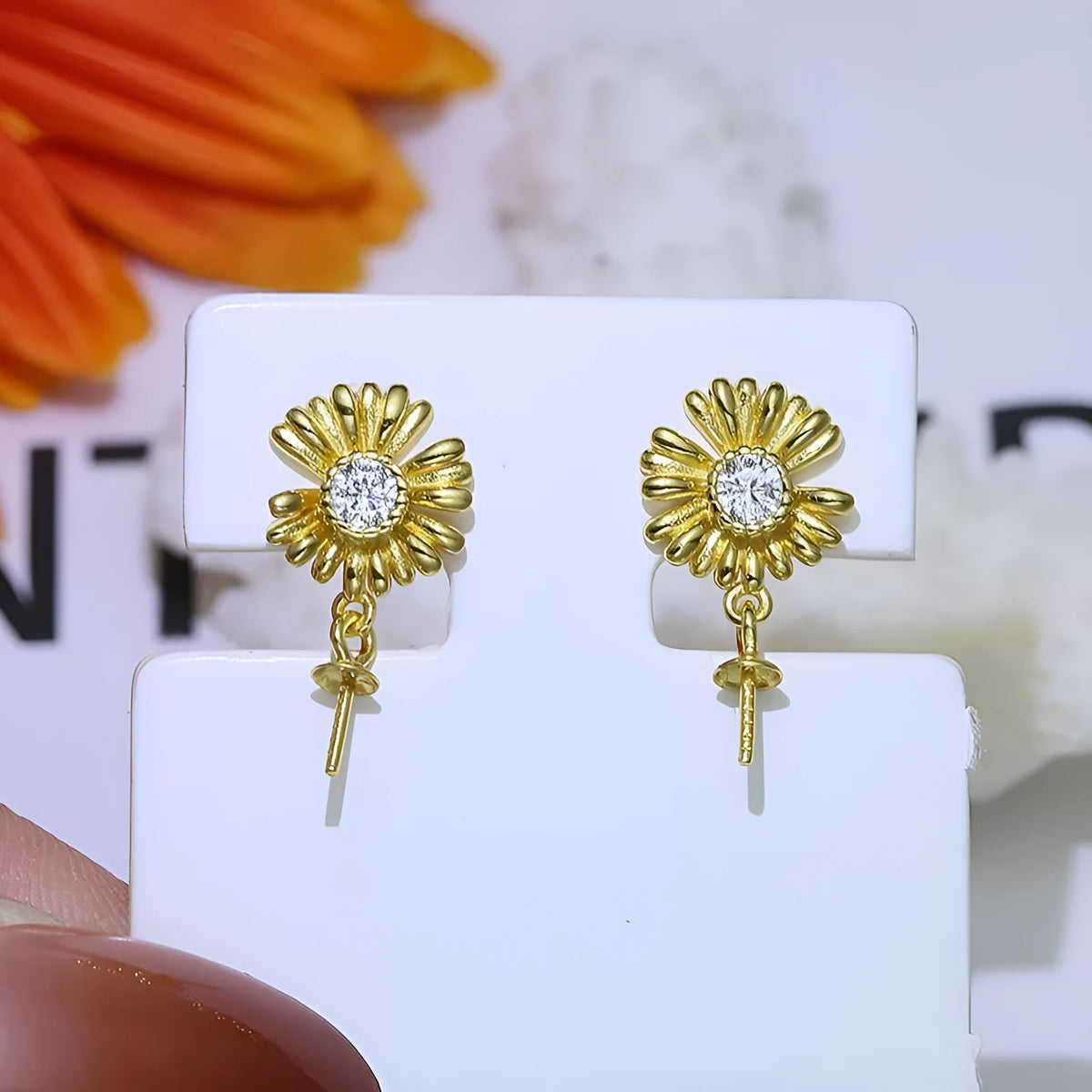 S925 sterling silver baroque flower design drop earrings in silver and gold finishes