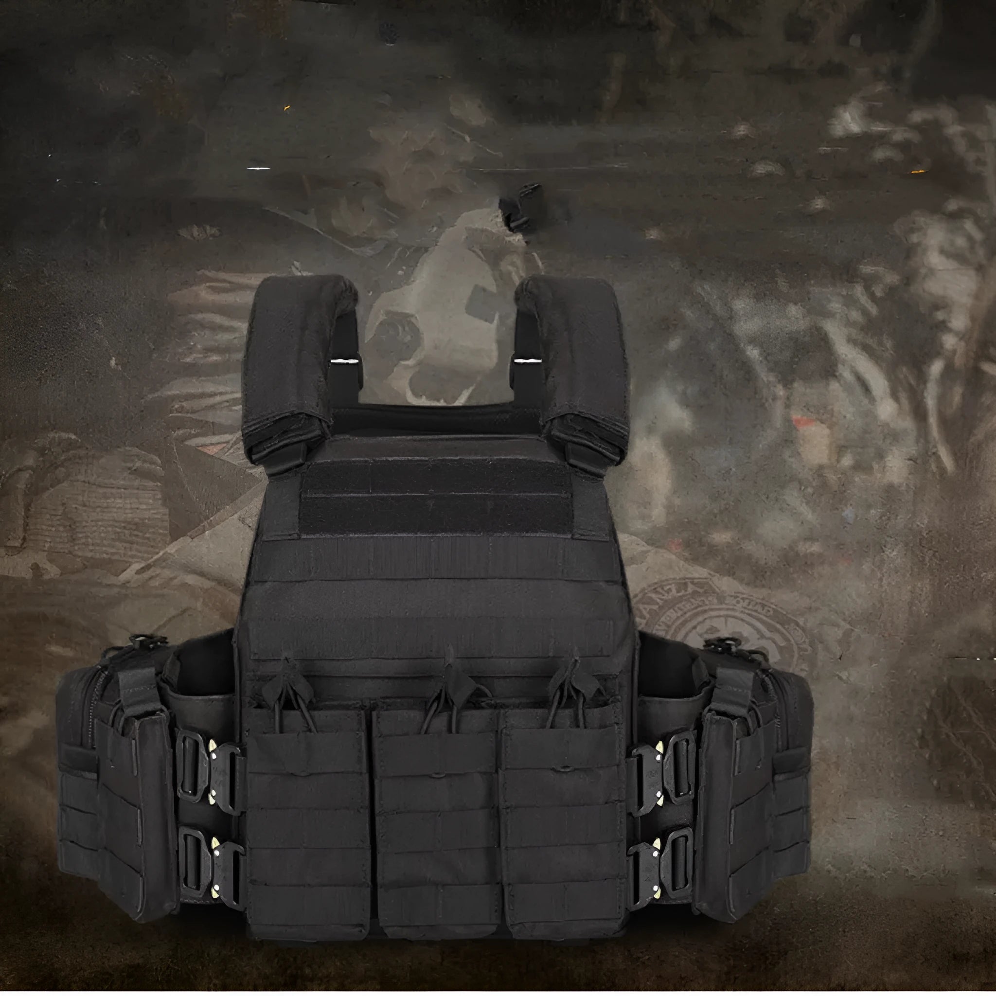 Men's camouflage tactical vest in polyester fabric for outdoor training and shooting sports
