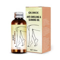 50ml bottle of moisturising body care essential oil for leg massage with botanical extracts